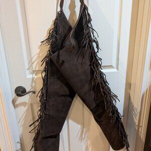 Leather Chaps, made in USA. Size med, chocolate brown. New.